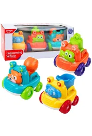 Pojazdy budowlane ze zwierz�tami 3 szt LeanToys