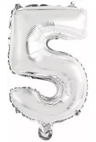 Amscan Balon foliowy mini cyfra 5 srebrna 25,5x40cm