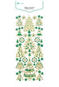 dpCraft Naklejki brokatowe choinki gold&green
