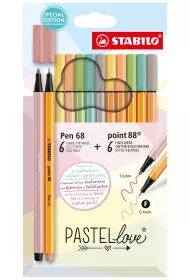 Zestaw Cienkopis STABILO point 88/Flamaster Pen 68 Pastellove 12 szt.