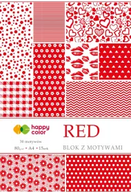 Happy Color Blok z motywami RED, A4, 80g, 15 arkuszy, 30 motyw�w 80 g 10 kartek