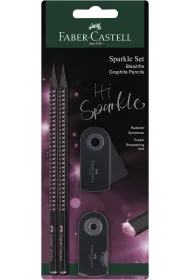 Faber-Castell Zestaw sparkle midnight rose  2 o��wki+ temper�wka sleeve mini + gumka sleeve mini blister