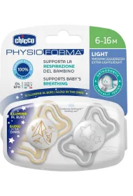 Chicco Smoczek uspokajajcy light silikon lumi 6-16m 2 szt.