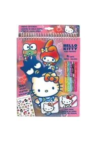 KIDS EUROSWAN Zestaw kreatywny z kredkami 10 kolorw oraz naklejkami Hello Kitty HK50144