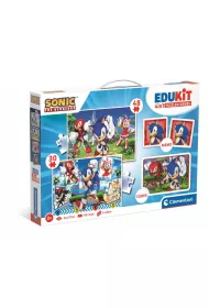 Puzzle 48 + 36 + Memo + 6 klockw Edukit Sonic Clementoni