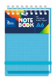 Tetis Ko�onotatnik A6 PP niebieski kratka 100 kartek