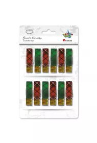 Titanum Klamerki drewniane z naklejk� w krat� 12 szt.