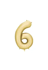 PartyDeco Balon foliowy cyfra 6 86cm zoty