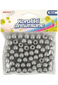 Brewis Koraliki drewniane do nawlekania srebrne 10mm