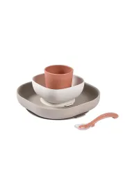 Beaba Komplet naczy z silikonu z przyssawk Terracotta
