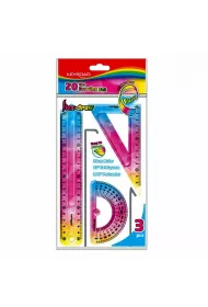Pbs Connect Zestaw geometryczny elastyczny Rainbow Deco liniijka 20 cm, ekierka 18 cm, ktomierz 10 cm 3 elementy