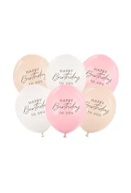 PartyDeco Balony Happy Birthday mix r�owy 30cm