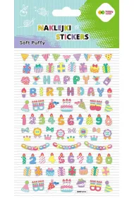 Happy Color Naklejki 3D SOFT PUFFY - Happy Birthday, 110X205 mm