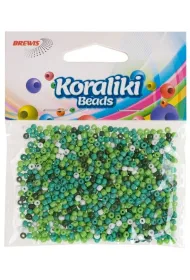 Brewis Koraliki akrylowe do nawlekania bia�e zielone 35mm