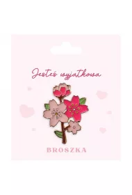 Broszka na prezent z czterema rowymi kwiatami