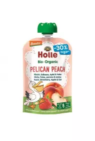 Holle Mus owocowy Pelican Peach brzoskwinia, truskawka, jabko, owies po 6. miesicu ycia 100 g Bio