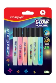 Keyroad Klej brokatowy fluorescencyjny 6x10 ml
