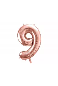 PartyDeco Balon foliowy 9 r�owe z�oto 86cm