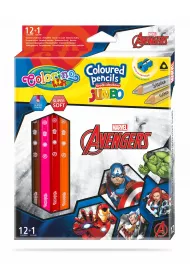 Patio Kredki owkowe trjktne jumbo Colorino Kids + temperwka Avengers 13 szt.