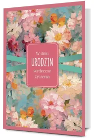 Pan Dragon Karnet B6 Urodziny, malowane kwiaty, r�owy K.B6-2032