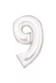 Amscan Balon foliowy cyfra 9 satynowa bia�a 86cm