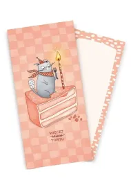 Cozywood Koperta upominkowa z kartk� Kot z tortem Urodziny