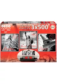 Puzzle 3x500 el. Du�e miasta Educa