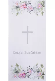Karnet Chrzest DL C18 - Krzy� kwiaty r�
