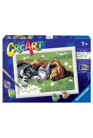 Malowanie po numerach CreArt - �pi�cy kotek z pieskiem Ravensburger