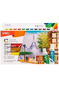 Deli Farby akrylowe 12 kolor�w 12ml tuba