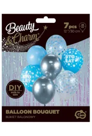 Godan Balony B&C srebrno-niebieski Sto Lat 7 szt.