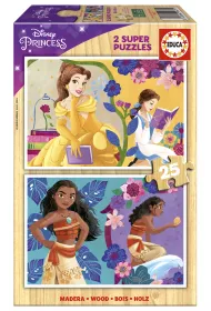 Puzzle drewniane 2x25 el. Pi�kna i Bestia, Vaiana: Skarb Educa
