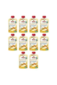 Holle Mus Bananowa lama (Banan - jab�ko - mango - morela) bezglutenowa od 6 miesi�ca Demeter Zestaw 10 x 100 ml Bio