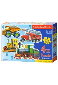 Puzzle 4w1 /4-5-6-7/ konturowe Vehicles B-04256-1 Castorland