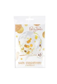 Arpex Balon foliowy prze�roczysty konfetti z�oty 45cm