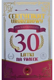Yeku Karnet Certyfikat Urodzinowy 30 urodziny damskie