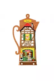 Skadany Drewniany Model Puzzle 3D - Leniwa Kawiarnia Robotime