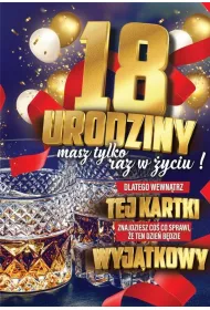 Yeku Karnet 18 Urodziny m�skie z naklejk� na butelk� JCX065