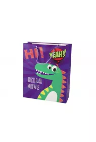 LeanToys Torba prezentowa fioletowa Dinozaur 32x26x10cm