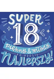 Kukartka Karnet 18 Urodziny kwadrat, niebieskie QR-010