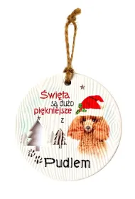 Kukartka Zawieszka ceramiczna Bo�e Narodzenie Pudel