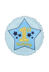 Godan Balon foliowy 1st Birthday niebieski 48cm