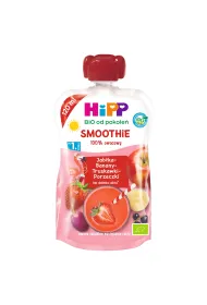 Hipp Smoothie Mus z owoc�w i sok�w po 1. roku jab�ka-banany-truskawki-porzeczki 120 ml Bio