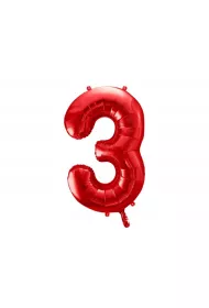 PartyDeco Balon foliowy 3 czerwony 86cm