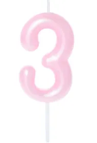 �wieczka na tort - cyferka Candy 3 r�owa 6cm