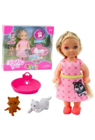 Laleczka z pieskiem i kotkiem LeanToys
