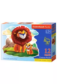 Puzzle maxi konturowe 12 el. Lion Cub and his Dad Castorland