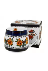 Duo Sp. z o.o. Porcelanowy kubek baryka kwiaty Etno 430 ml