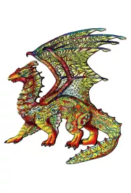 Puzzle drewniane kolorowe - Smok Eureka 3D