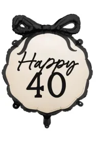 PartyDeco Balon foliowy pastylka Happy 40 47.5x45cm